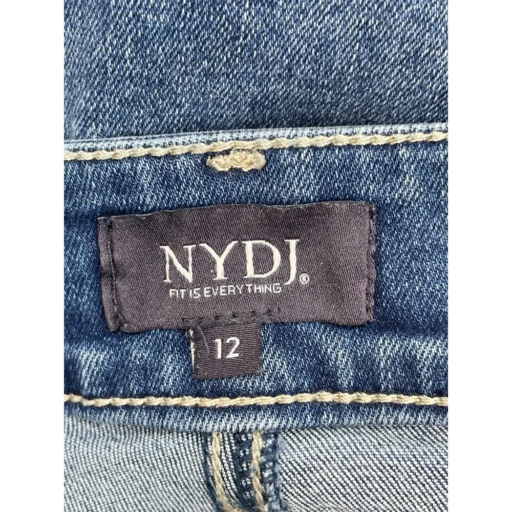 NYDJ Jeans Women 12 Blue Denim Cotton Blend Stretch Marilyn‎ Straight